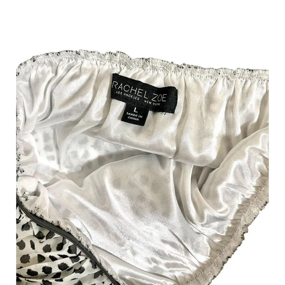 Rachel Zoe Black And White Splatter Print Midi Chiffon Skirt SZ L NWT - Picture 9 of 9